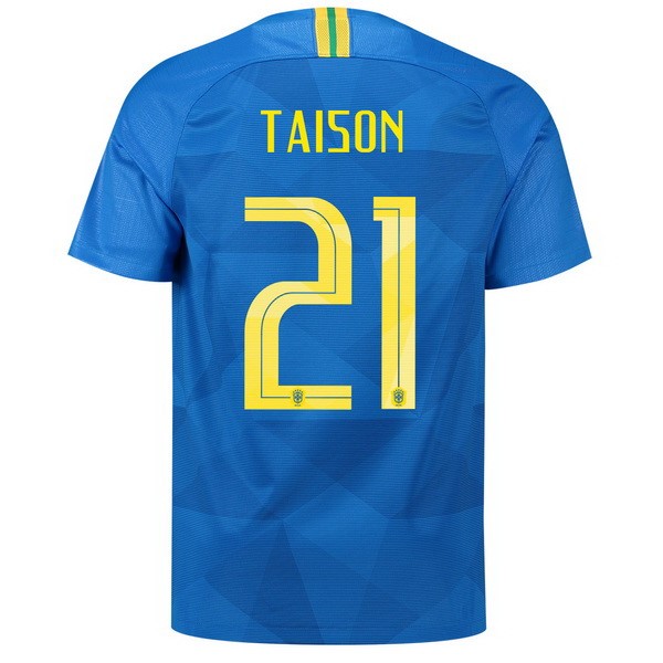 Camiseta Brasil 2ª Taison 2018 Azul